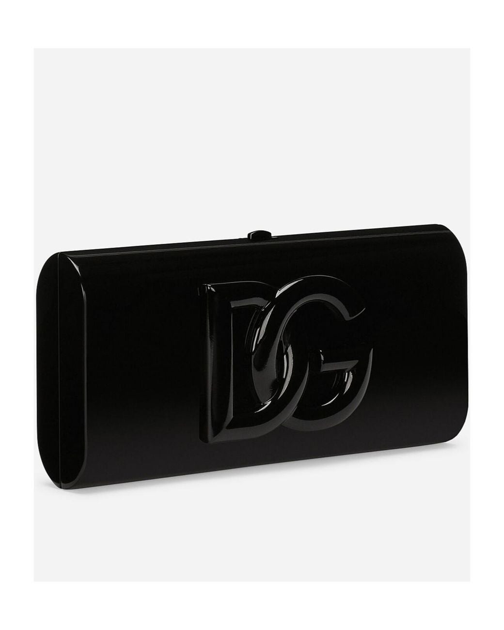 Dolce & Gabbana Black Logo Embossed Box Clutch Bag