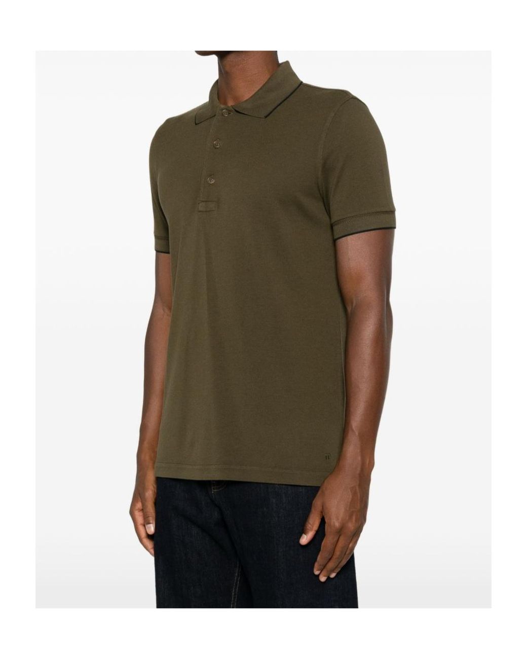 Tom Ford Green Contrast Short Sleeve Polo Shirt for men