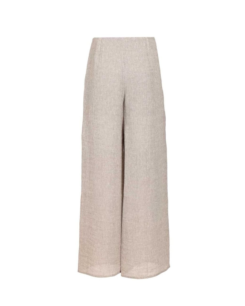 Emporio Armani Gray Zip Detailed Wide Leg Pants