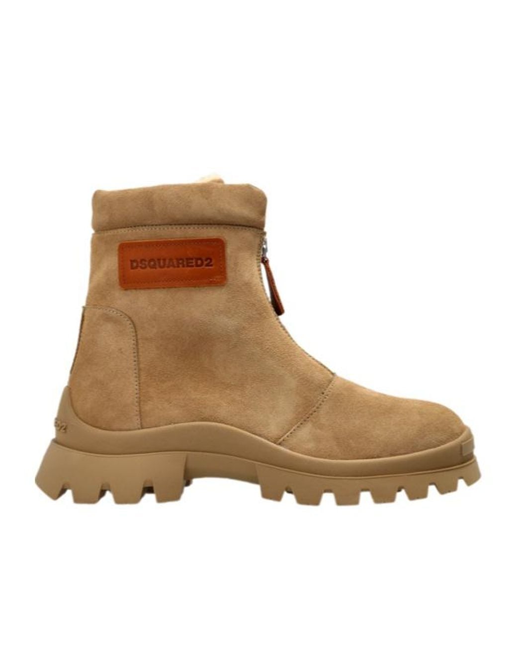 DSquared² Brown Front-Zip Ankle Boots for men