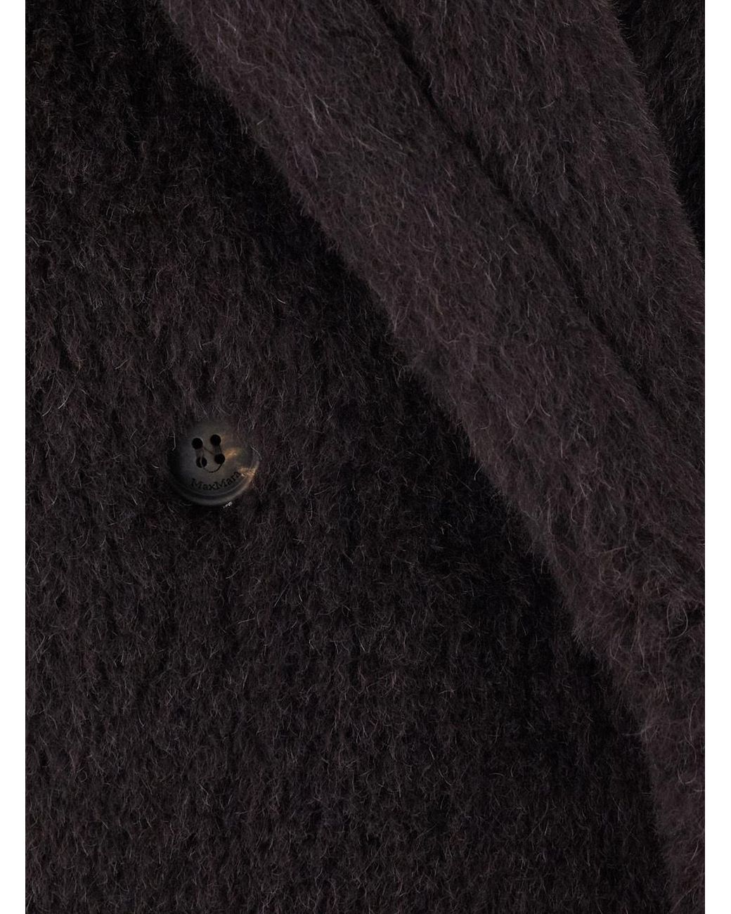 Max Mara Black Alpaca-Wool-Silk Teddy Bear Icon Coat