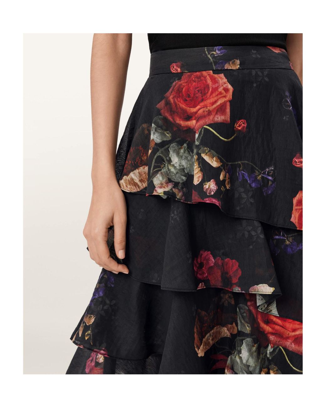 AllSaints Blue Caya Floral Maxi Skirt