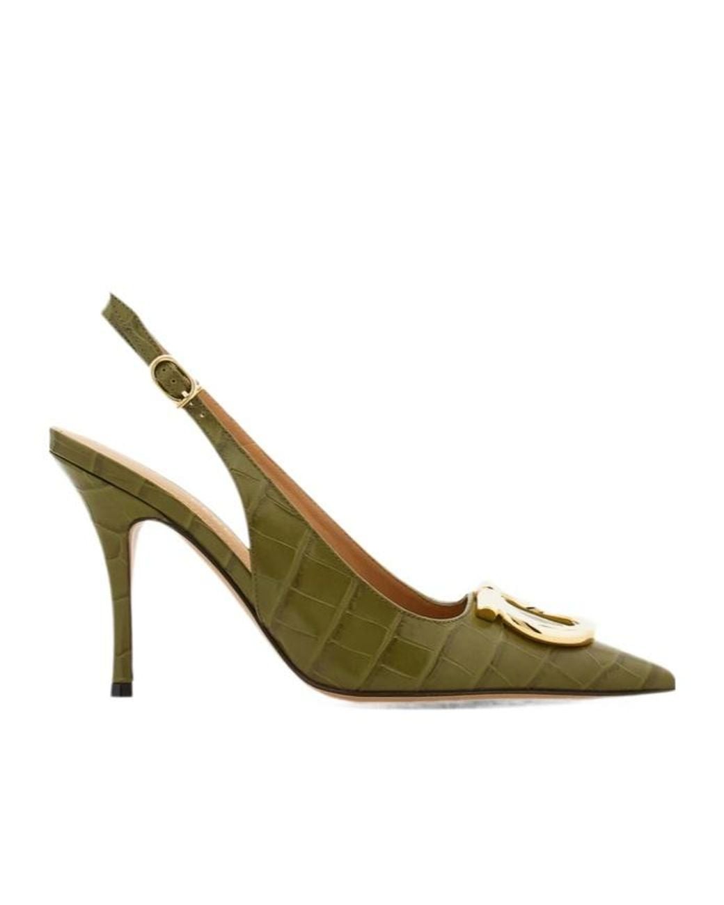 Ferragamo Green Pointed-Toe High-Heeled Sandals