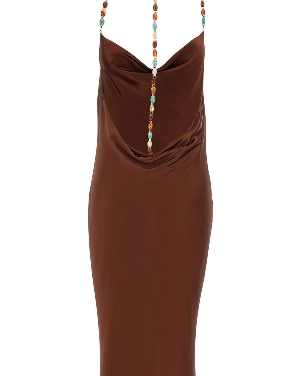 retroféte Brown Retrofete Finley Beaded Cowl-Neck Dress