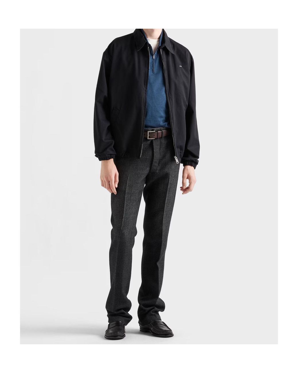 Prada Blue Silk And Cotton Polo Shirt for men