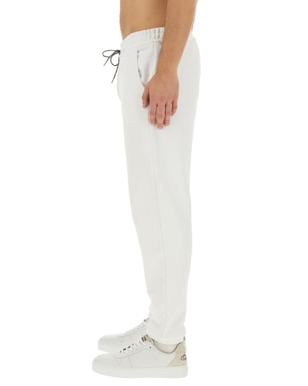 Vivienne Westwood White Orb-Embroidered Cotton Track Pants for men