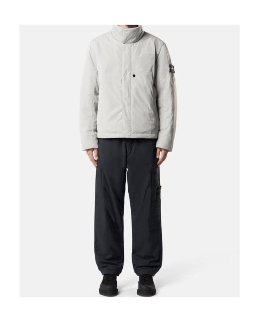 Stone Island White Logo Patch High Neck Jacket for men