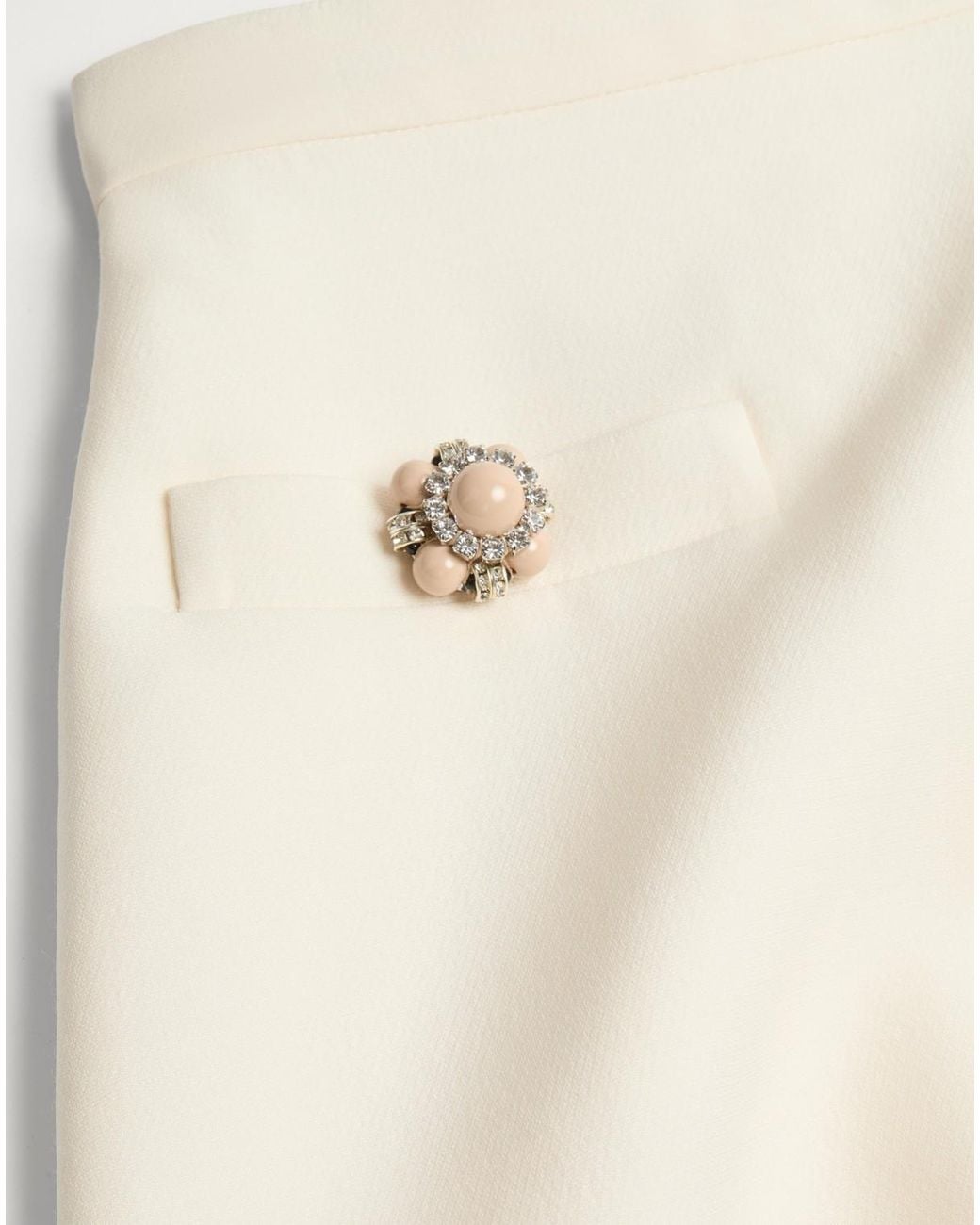 Valentino White Button Embellished A-Line Mini Skirt