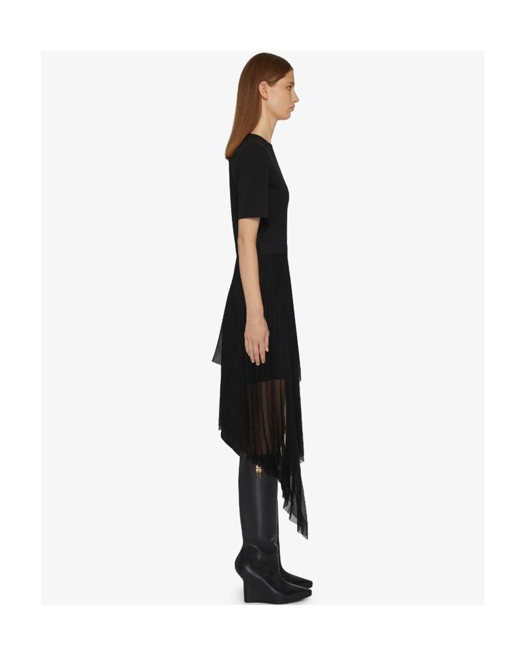 Givenchy Black Asymmetrical Short-Sleeved Dress