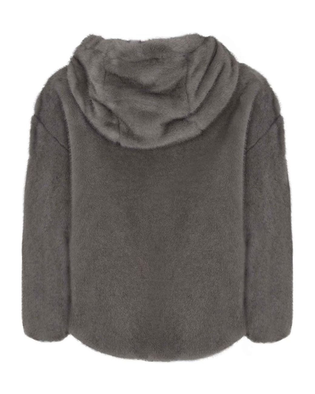 Herno Gray Zip-Up Hooded Jacket