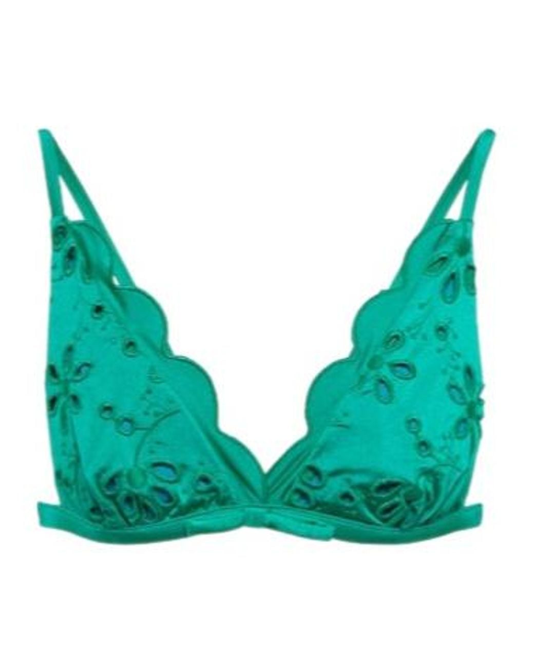 Giambattista Valli Green Floral Bikini Top