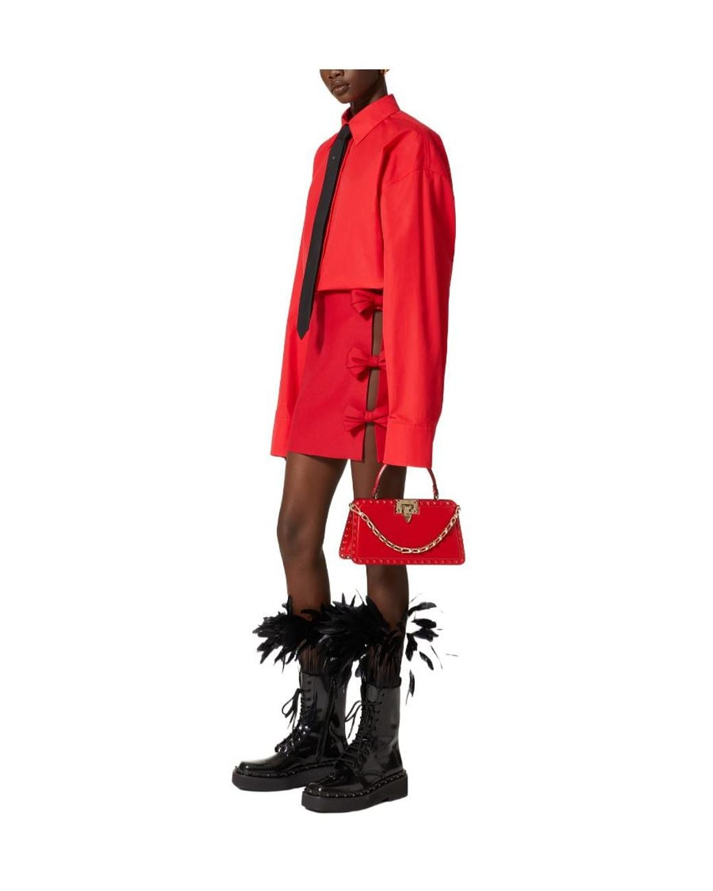 Valentino Red Bow Detailed Mini Skirt