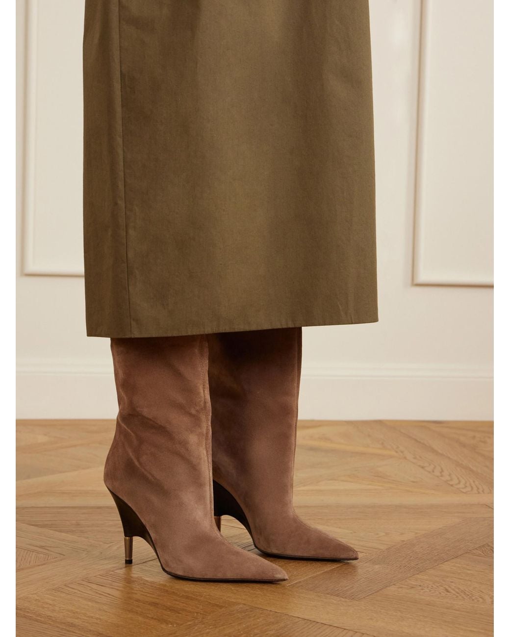 Khaite Brown Suede Knee Boots