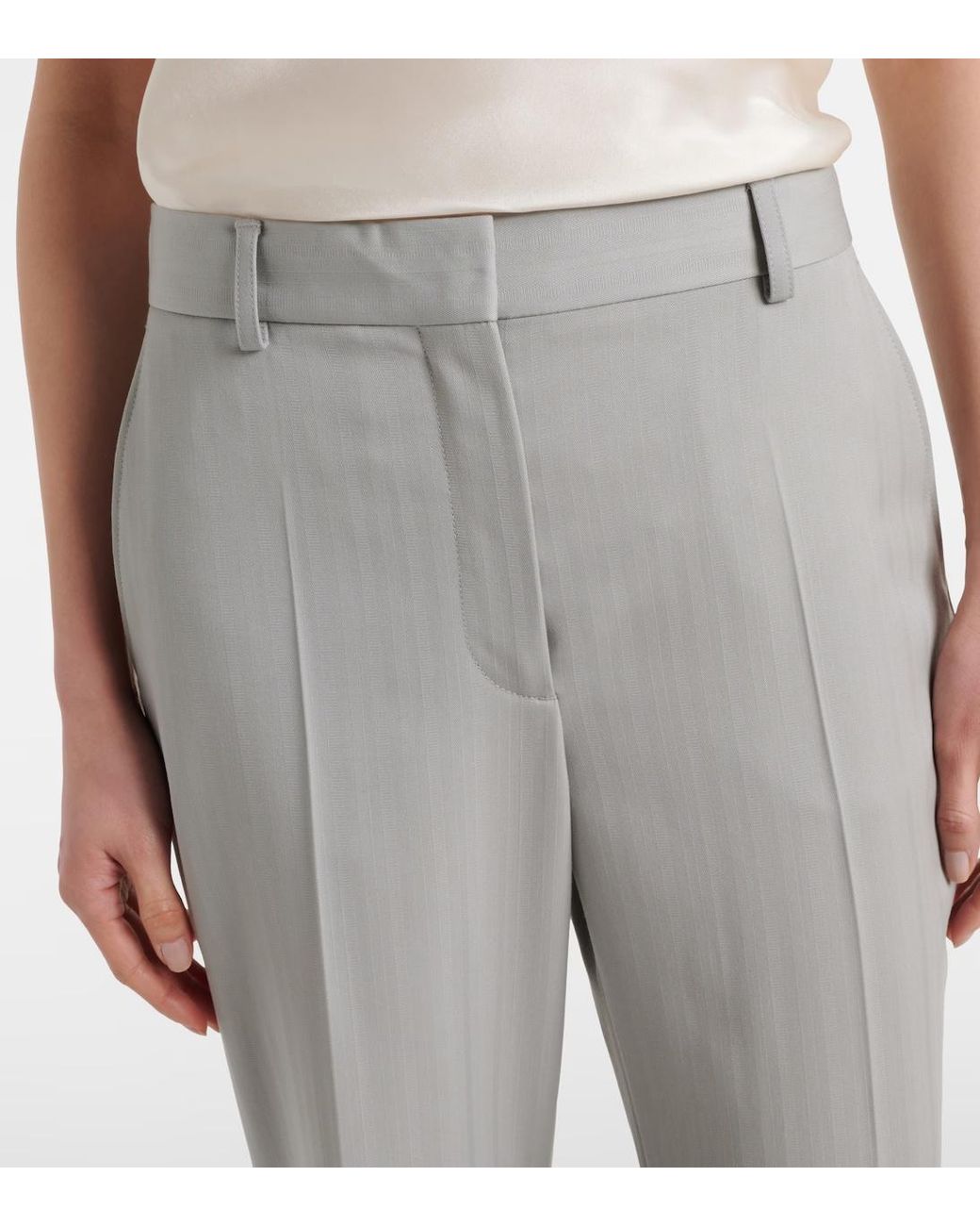 Stella McCartney Gray Striped Wool Bootcut Pants