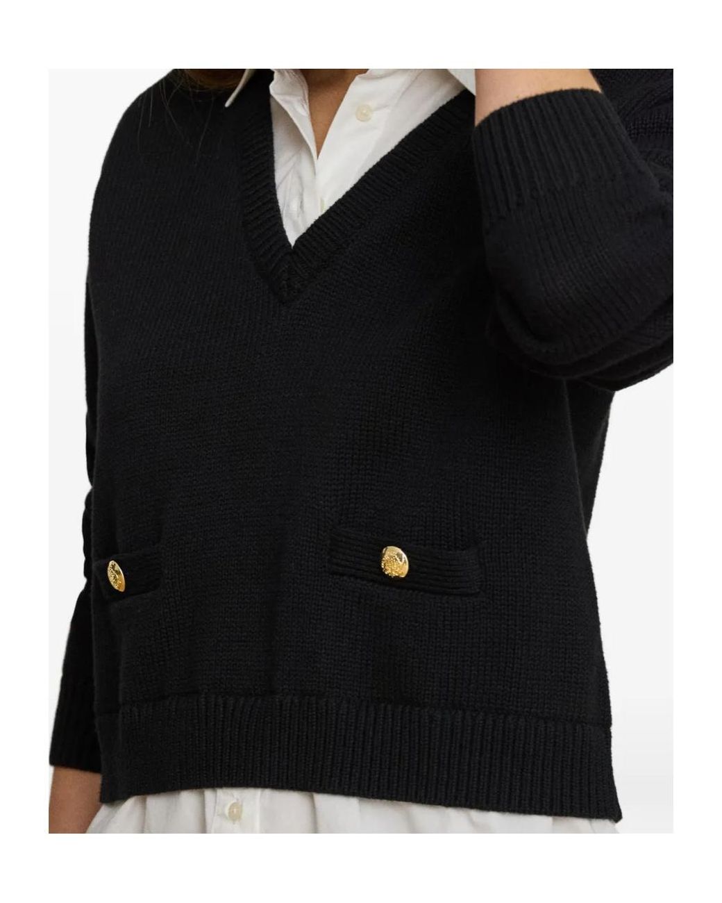 Ralph Lauren Black Lauren Layered V-Neck Jumper