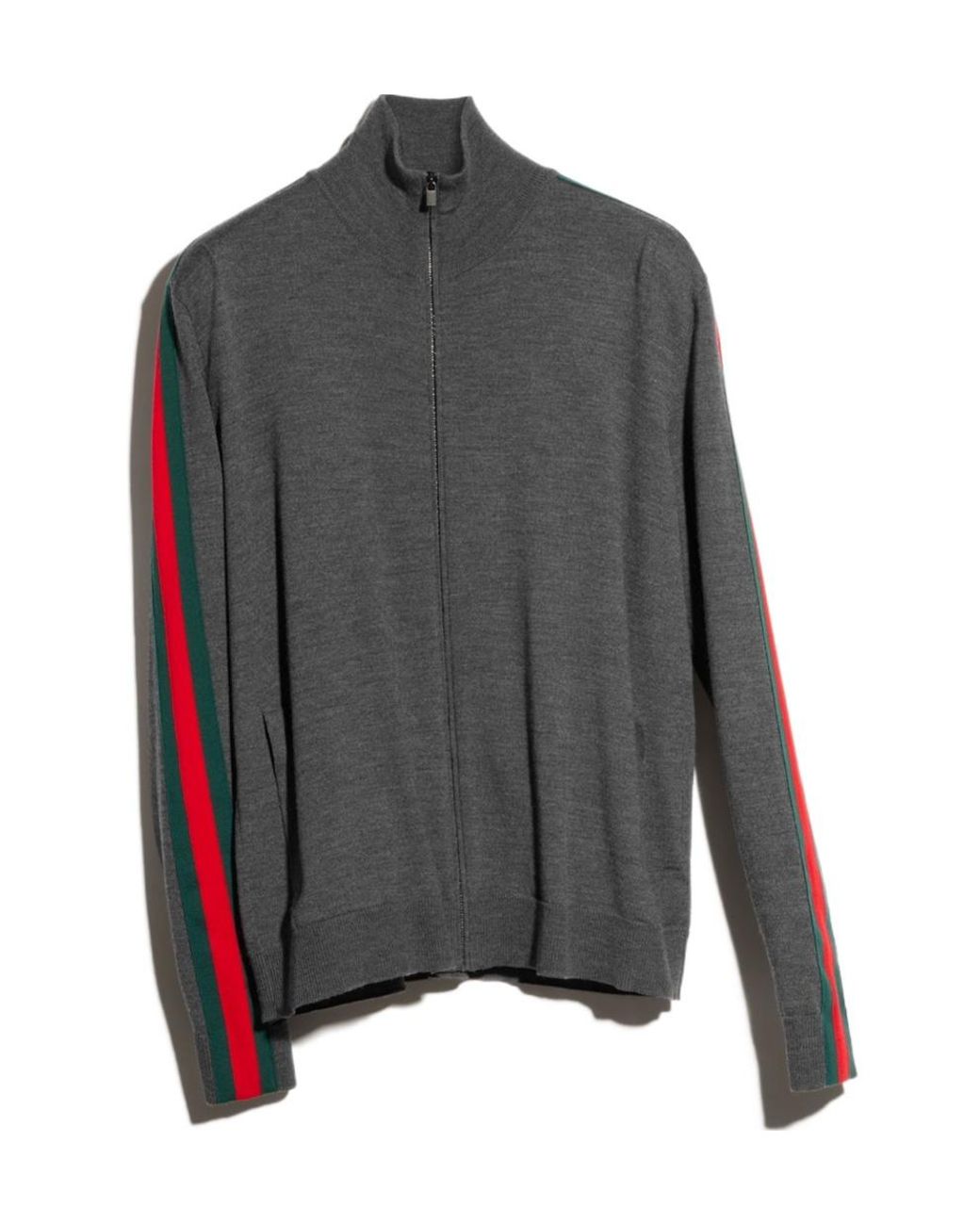 Gucci Gray Fine Wool Zip Jacket With Web for men