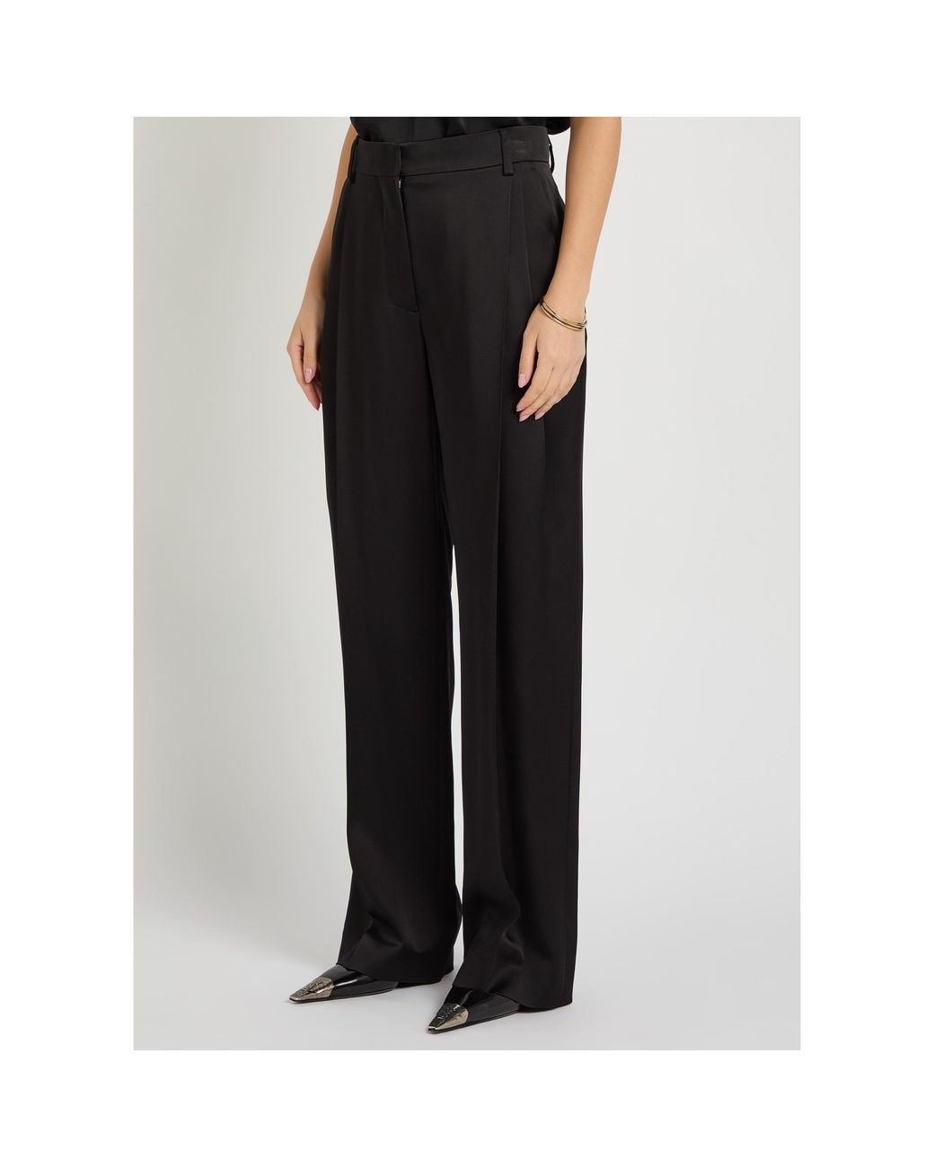 Stella McCartney Black Striped Satin Tailored Pants