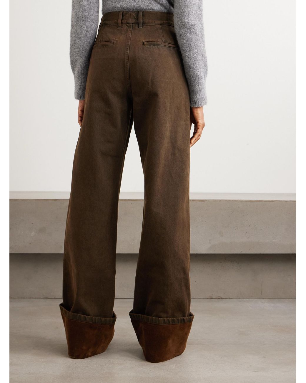Dries Van Noten Brown Wide-Leg Denim Trousers