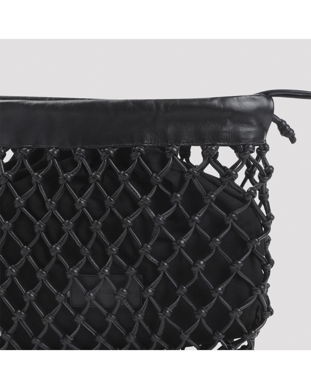 Frankie Shop Black Morgan Macramé Small Clutch Bag