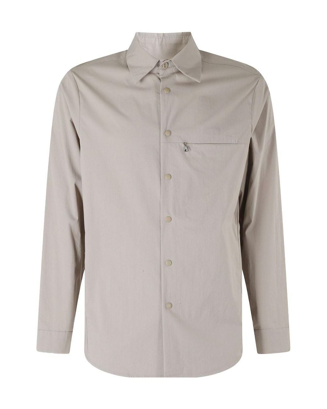 Aspesi Gray Zip-Pocket Long-Sleeve Shirt for men