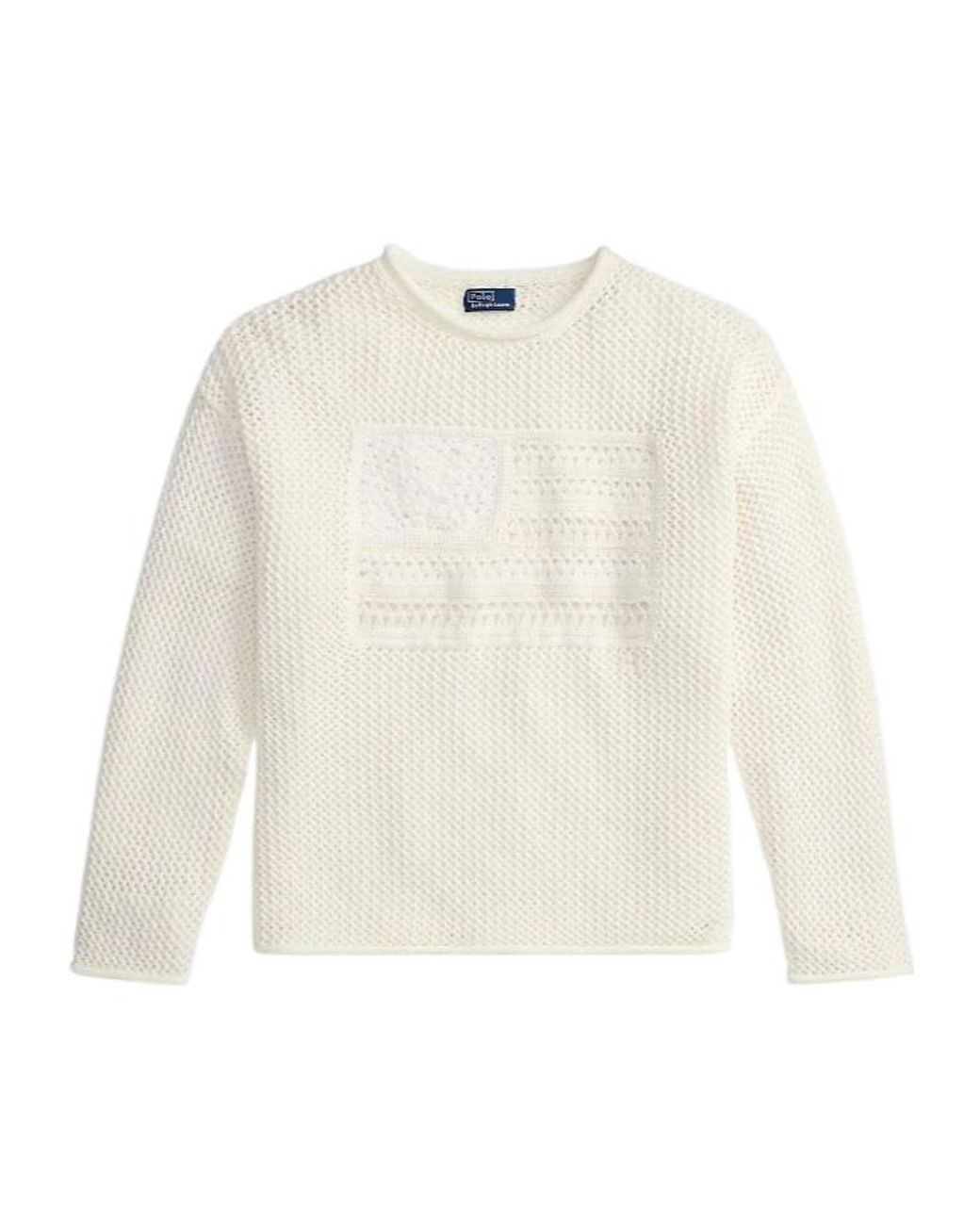 Polo Ralph Lauren White Flag Intarsia Knitted Sweater