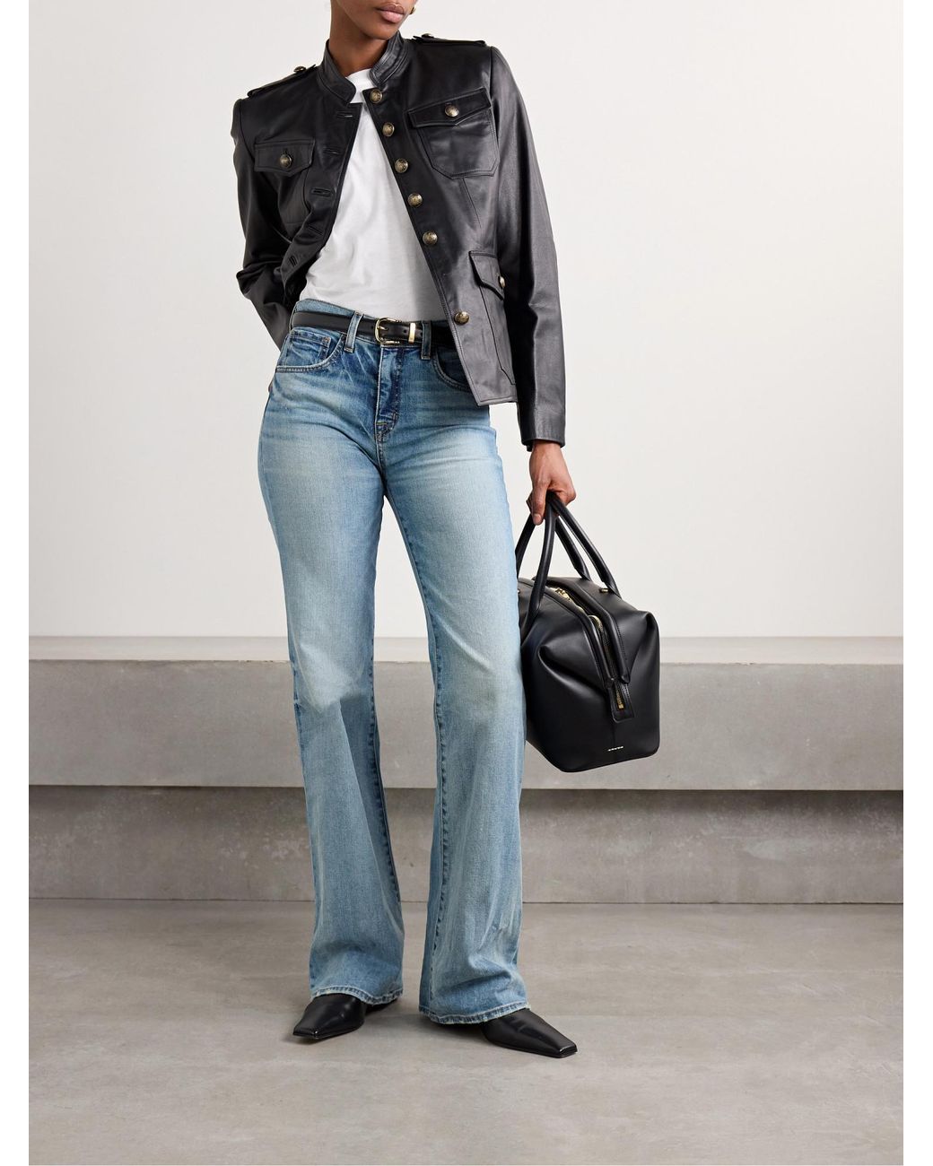 Nili Lotan Blue Celia High-Rise Straight-Leg Jeans