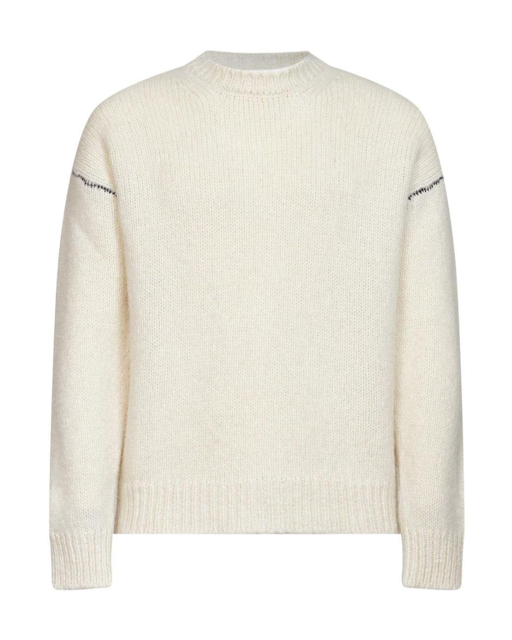 Roberto Collina White Contrast-Stitch Crew-Neck Sweater for men