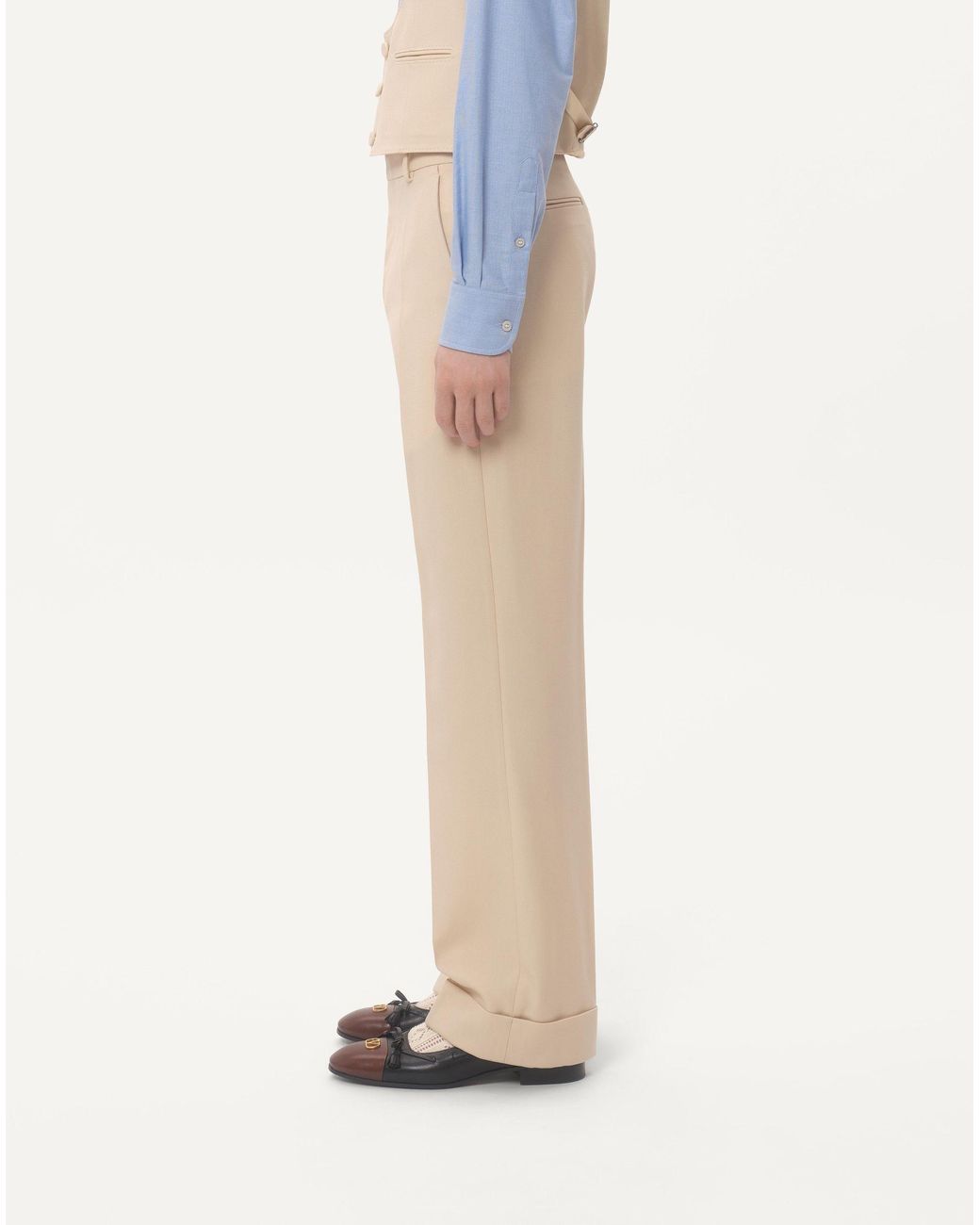 Valentino Natural Turn-Up Hem Tailored Trousers for men
