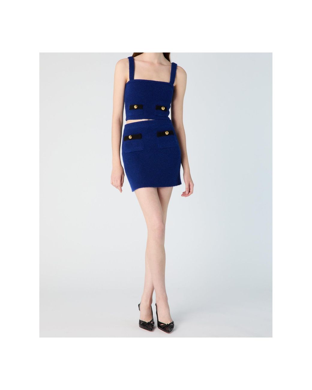 Alessandra Rich Blue Knitted Tank Top