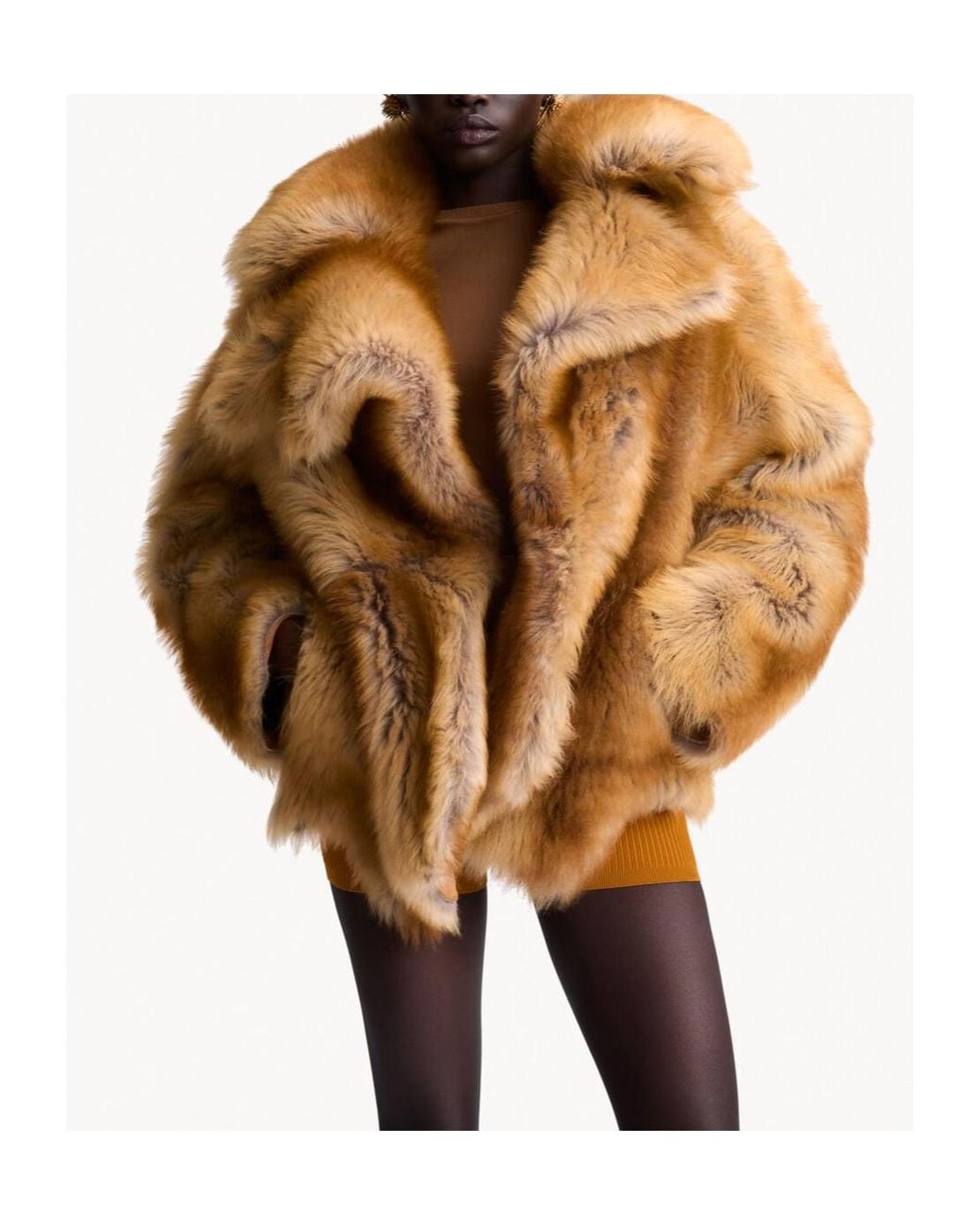 Saint Laurent Yellow Short Shearling Coat