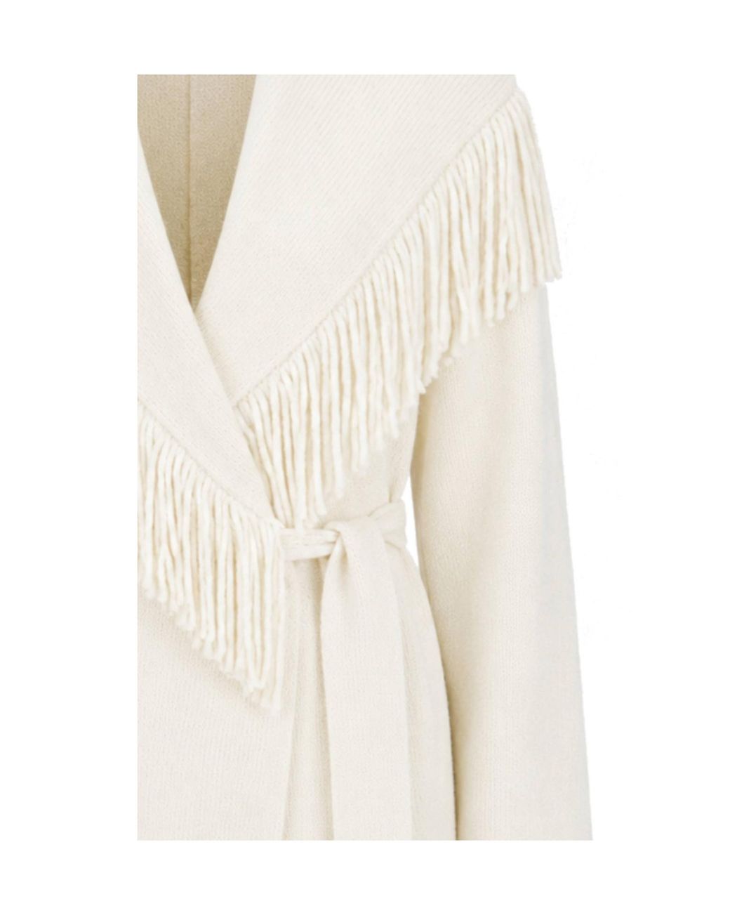 FEDERICA TOSI White Fringed Belted Cardigan