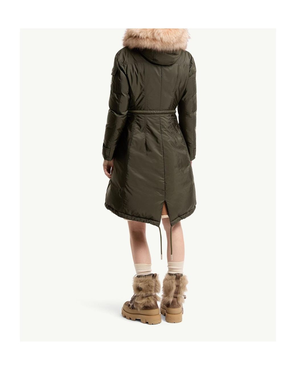 Moncler Green Moustique Fur-Trim Down Jacket