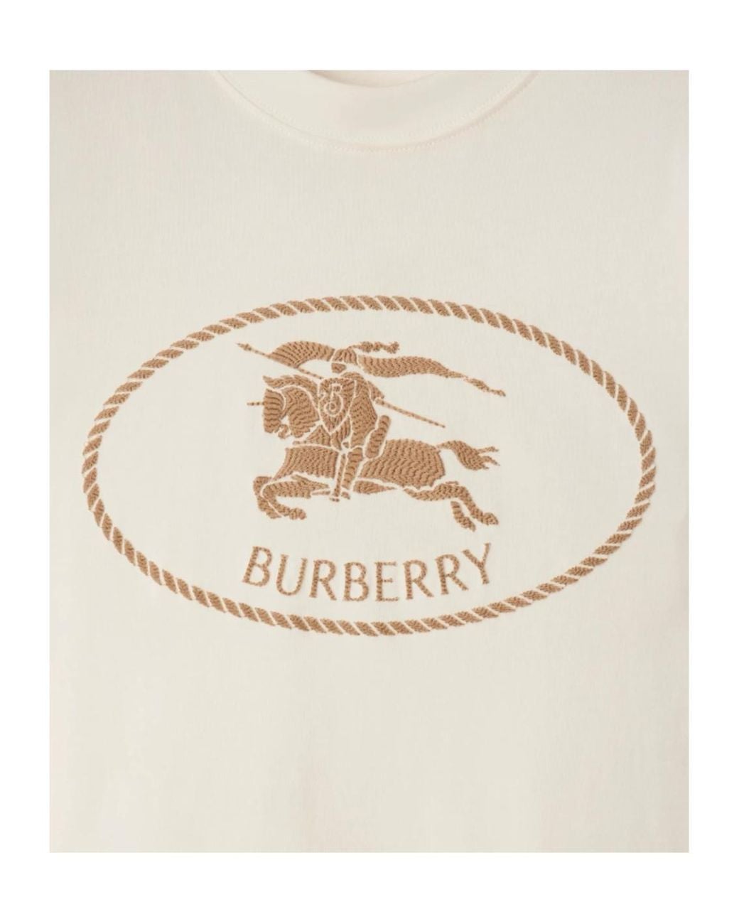 Burberry White Knight Stamp Crewneck T-Shirt