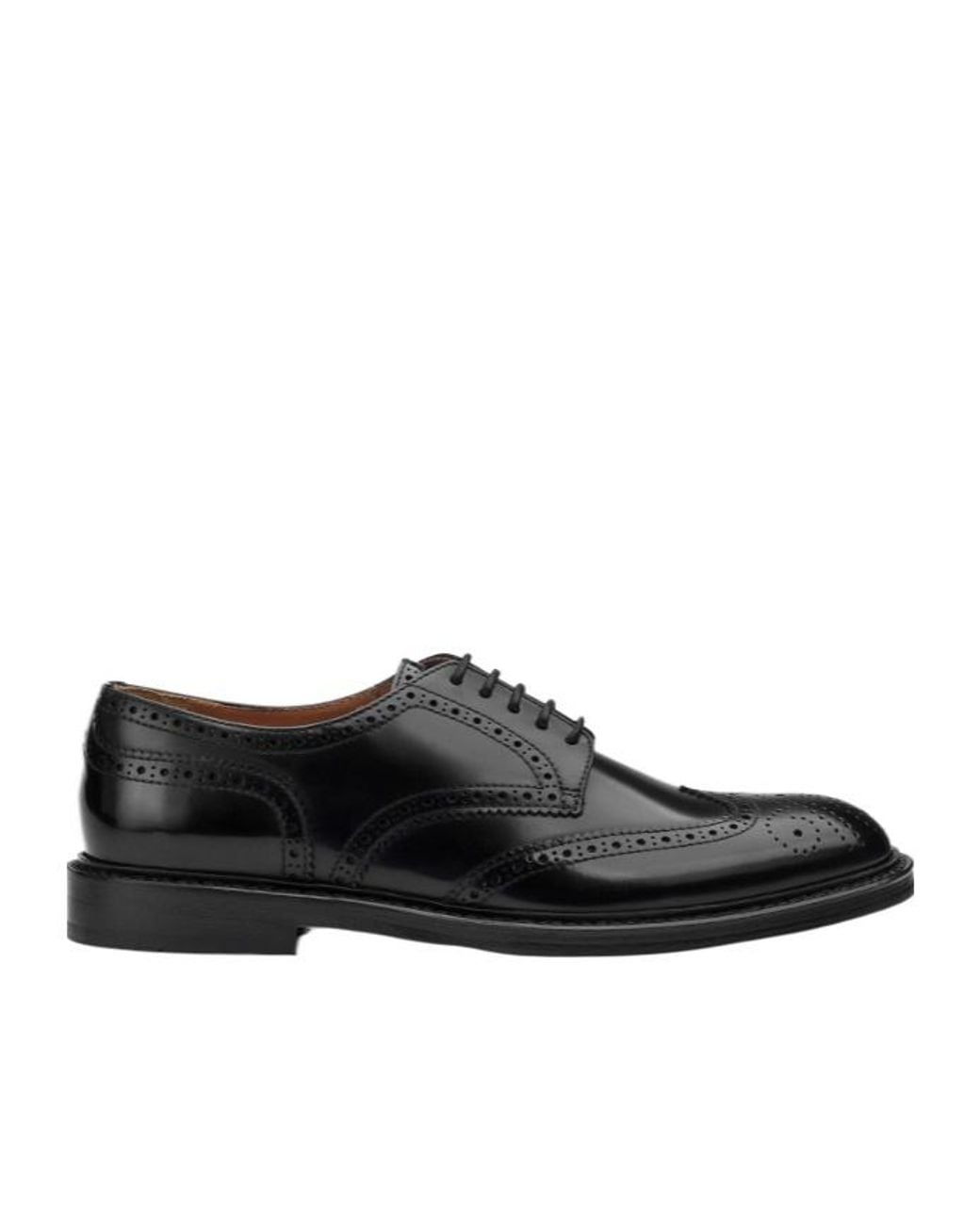 Doucal's Black Wingtip Brogue Derby Shoes for men