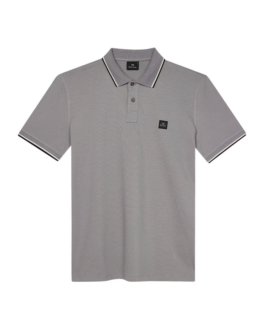 Paul Smith Gray Striped Collared Shortsleeve Polo for men