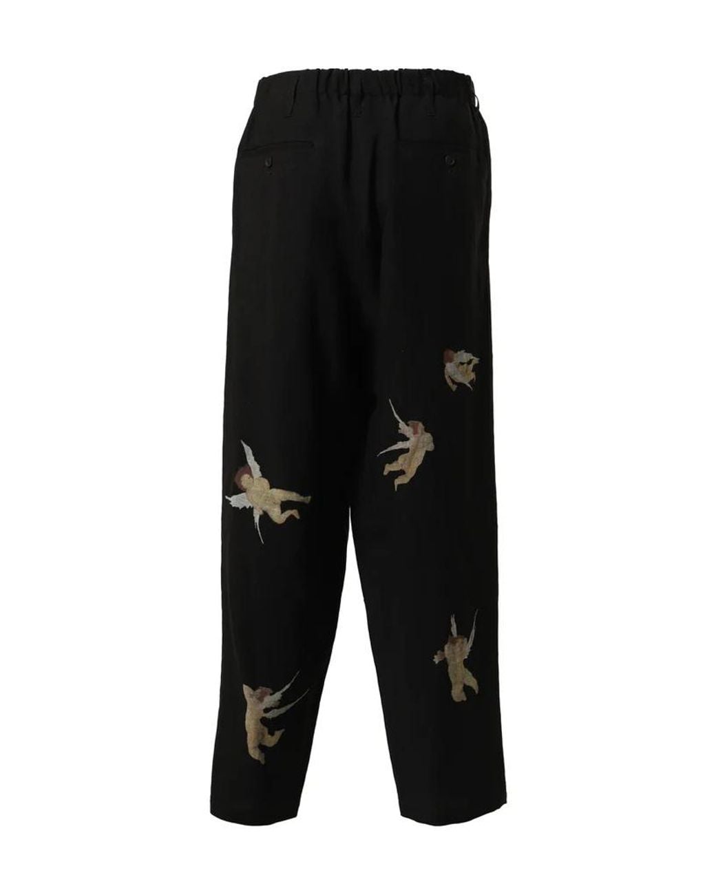 Yohji Yamamoto Black Printed Casual Pants for men