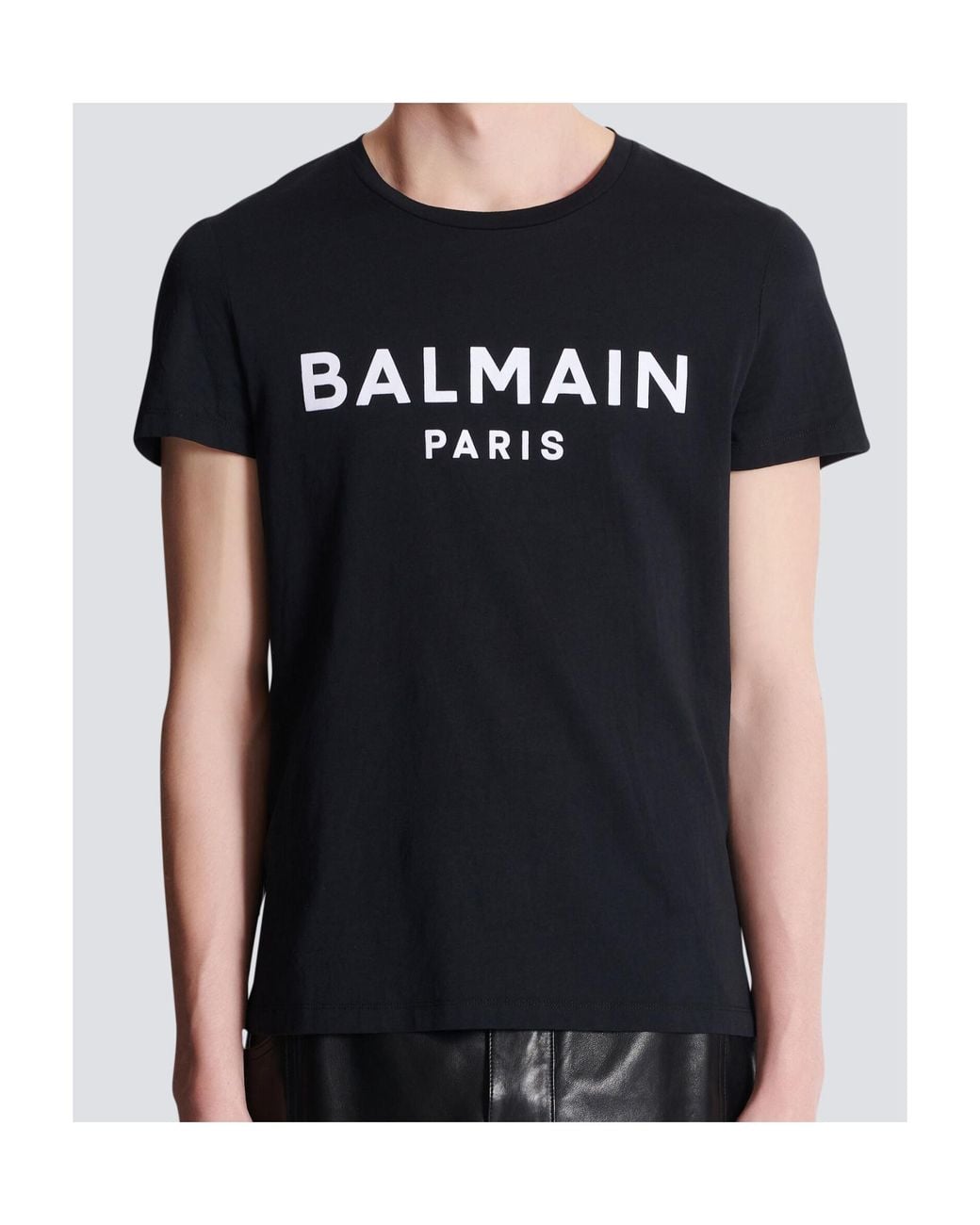 Balmain Black Logo Printed Crewneck T-Shirt for men