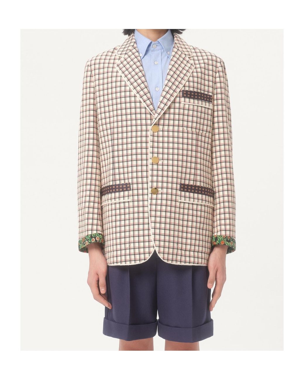 Valentino Natural Checked Single-Breasted Blazer for men