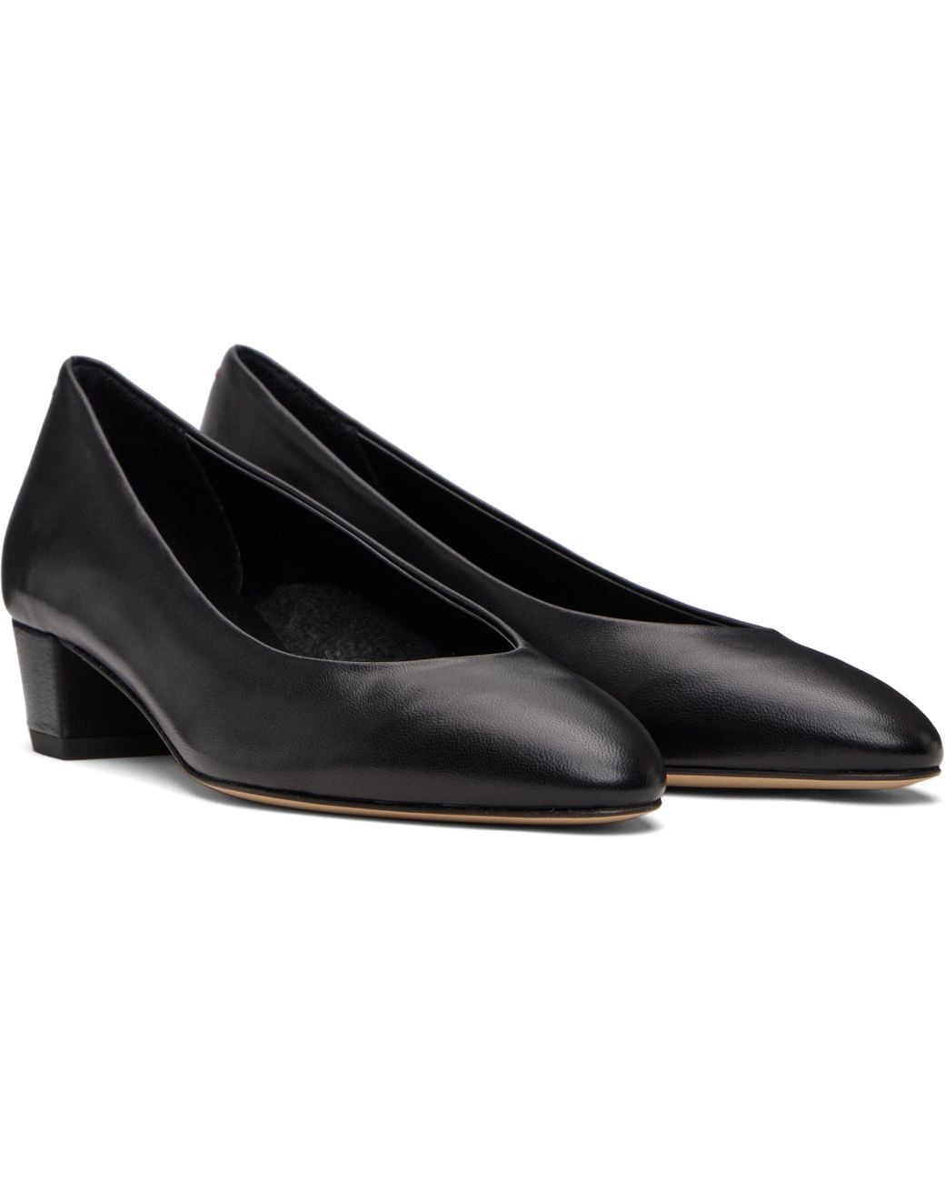 Aeyde Black Pointed-Toe Leather Pumps