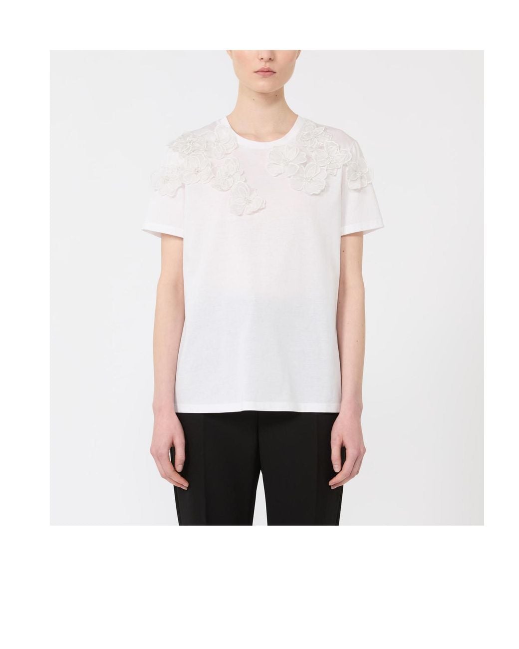 Max Mara White Ruffled Sleeve T-Shirt