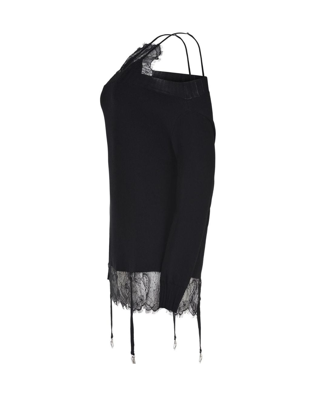 GIUSEPPE DI MORABITO Black Lace-Trim Knitted Dress