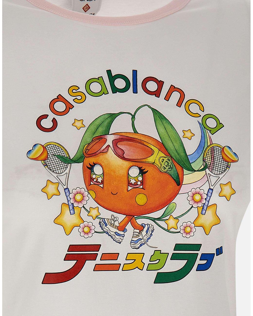 Casablanca White Mascot Ringer Short Sleeve T-Shirt
