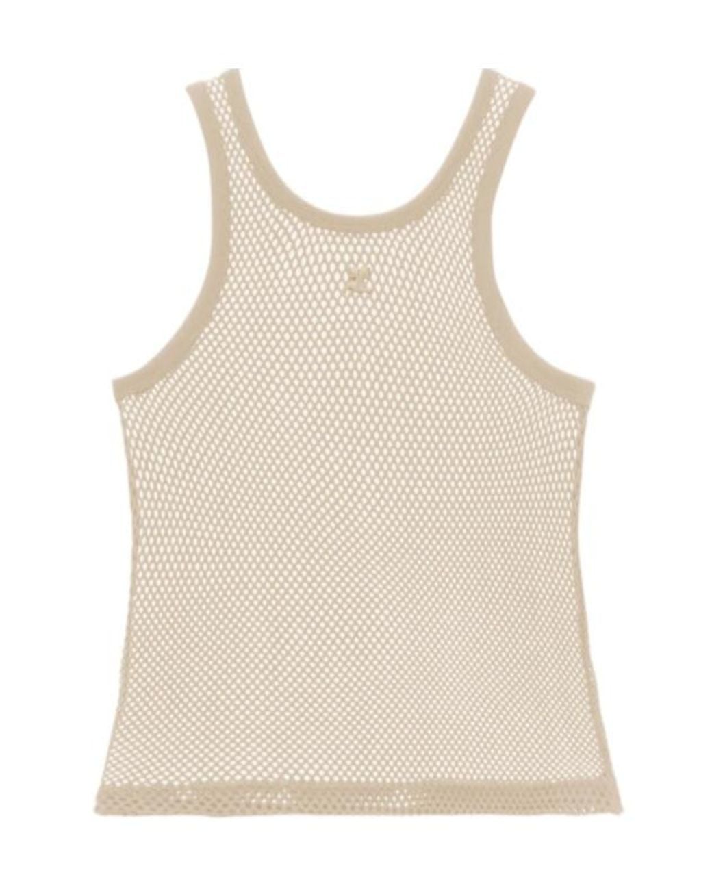 Courreges Natural Logo-Patch Mesh Top for men