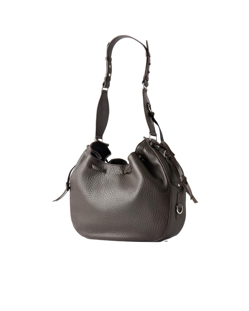 Isabel Marant Black Tassel Textured Leather Shoulder Bag