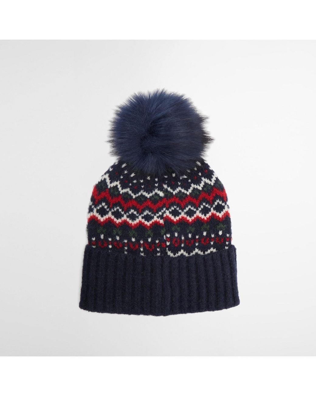 Barbour Blue Patterned Knit Beanie