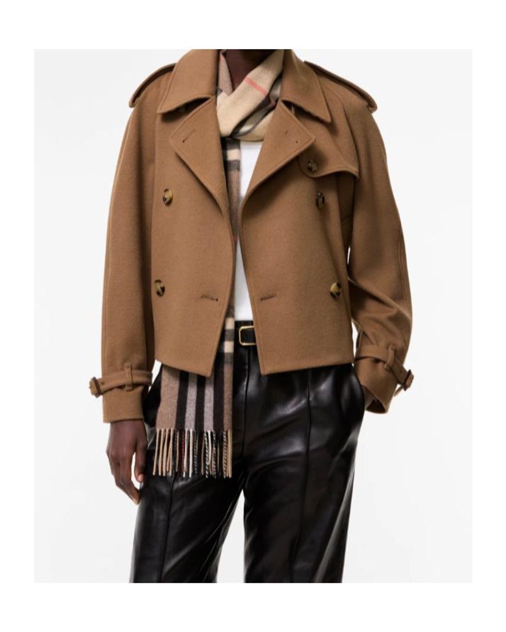Burberry Brown Mayfair Cropped Cashmere Trench Jacket