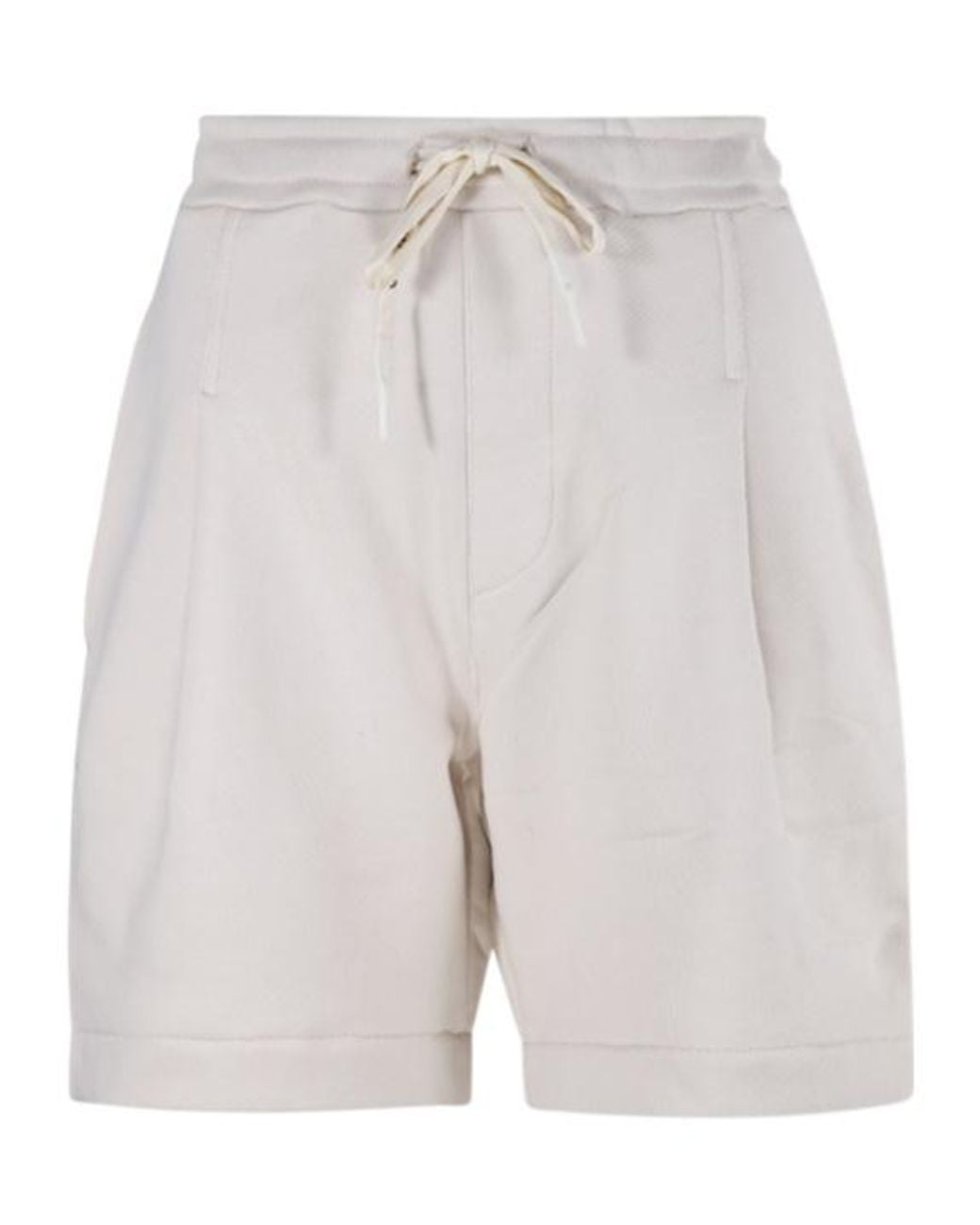 A PAPER KID White Drawstring Casual Shorts for men