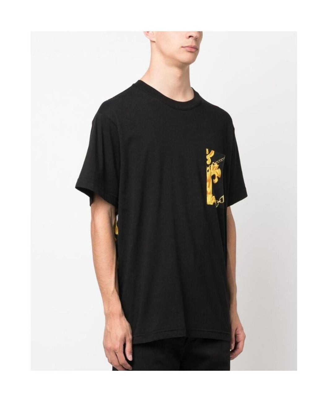 Versace Jeans Black Couture Baroque-Pattern Crewneck T-Shirt for men