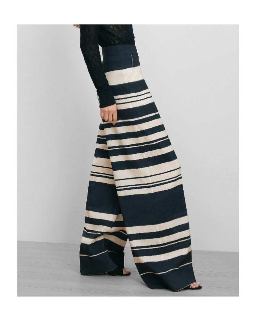 Veronica Beard Blue Striped Wide-Leg Pants