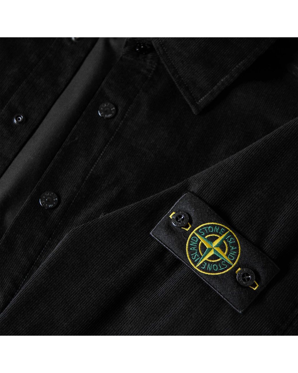 Stone Island Black Long-Sleeve Button-Front Shirt for men